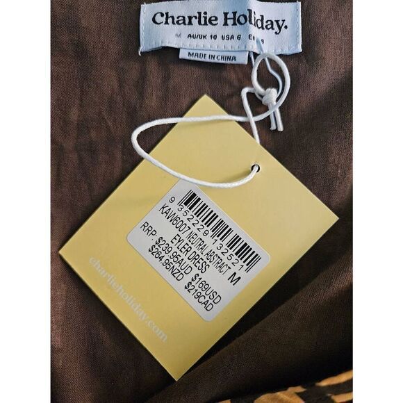 Charlie Holiday cotton neutral abstract Eyler maxi dress. Size M. NWT. - Picture 4 of 6